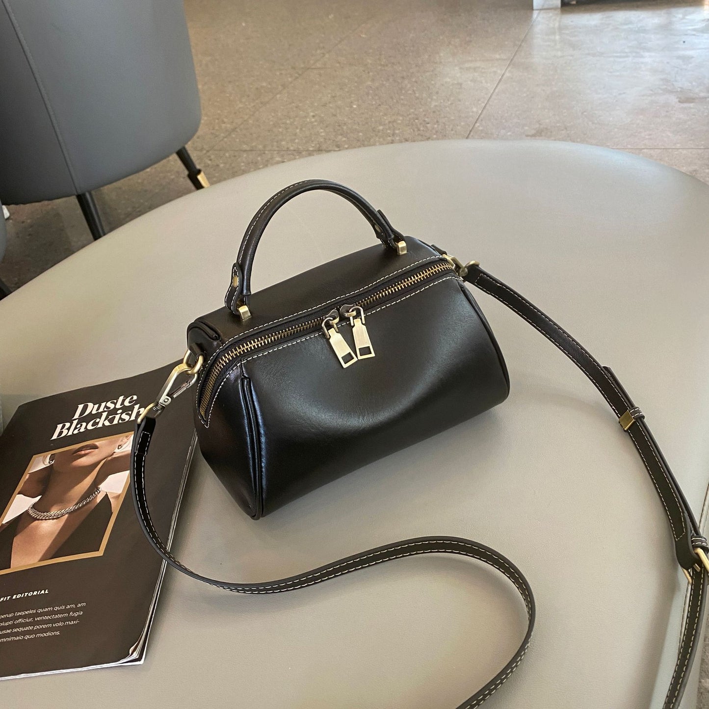 Women's Tanned Leather Cowhide One Lady's Fashion Portable Shoulder Bags