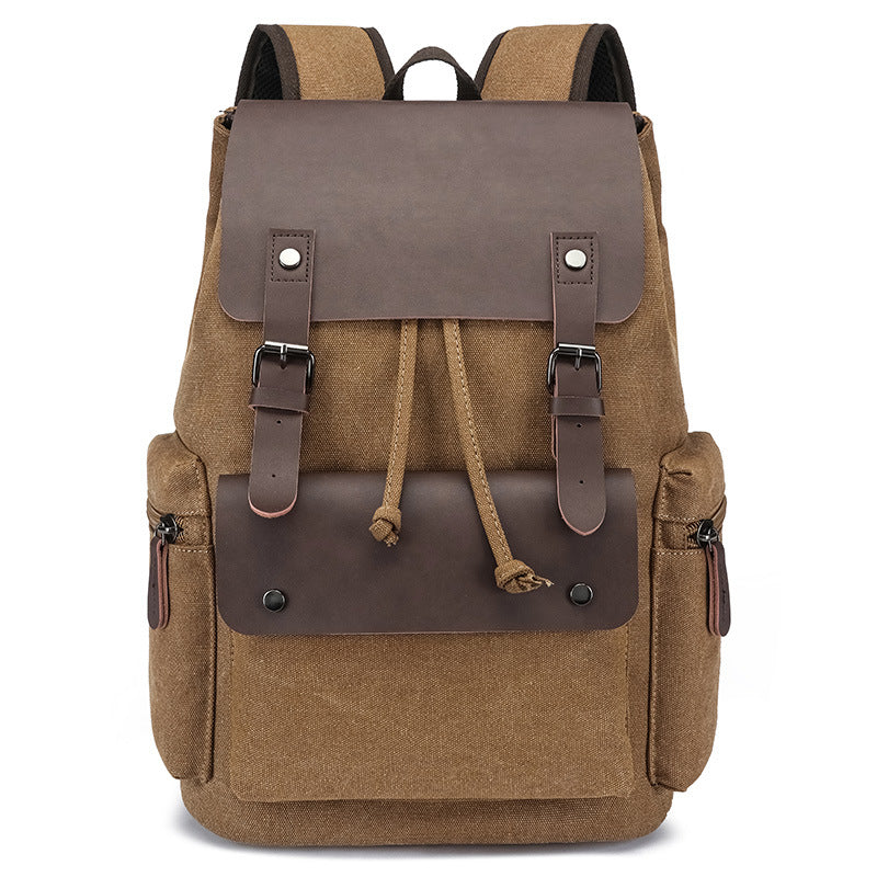 Men's Canvas Pu Leather Business Trip Lightweight Backpacks