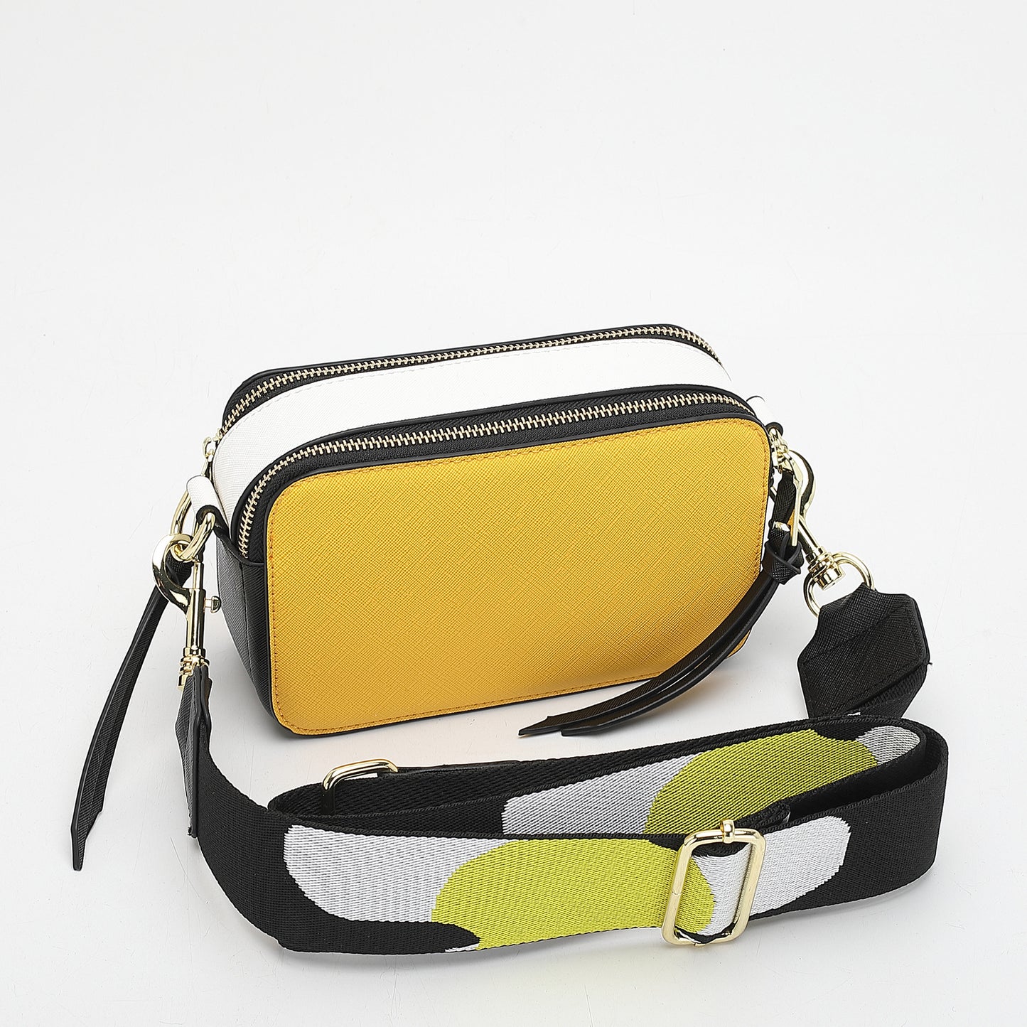 Women's Wide Strap Mark Double Zipper Classic Bags