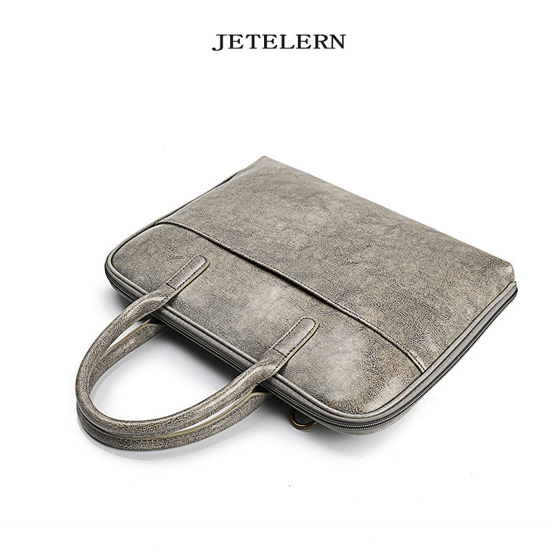 Women's Cattlehide Leather Computer Professional Commute Simple Handbags