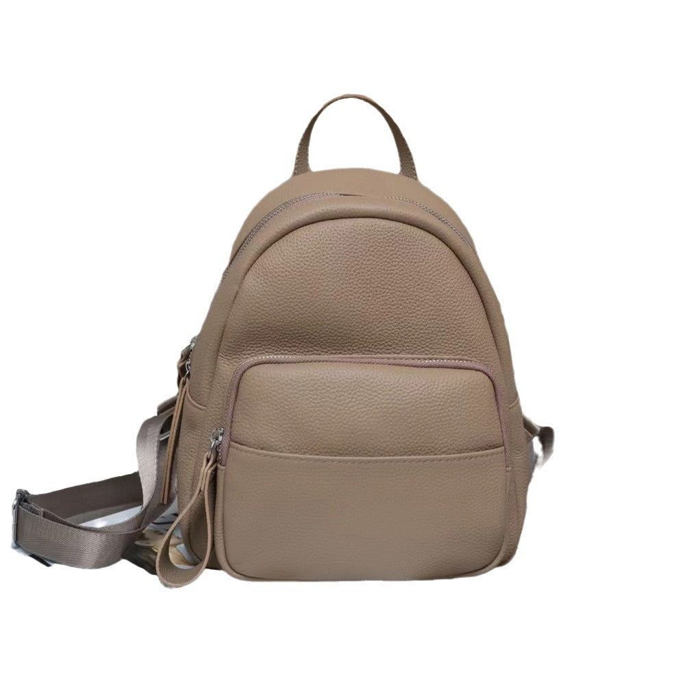 Women's Fashion Leather First Layer Cowhide University Backpacks