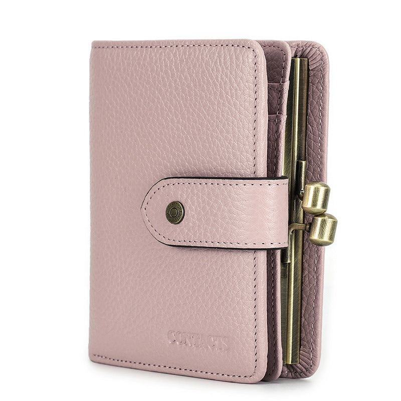 Women's Swiping First Layer Milled Cowhide Multifunctional Ladies Wallets