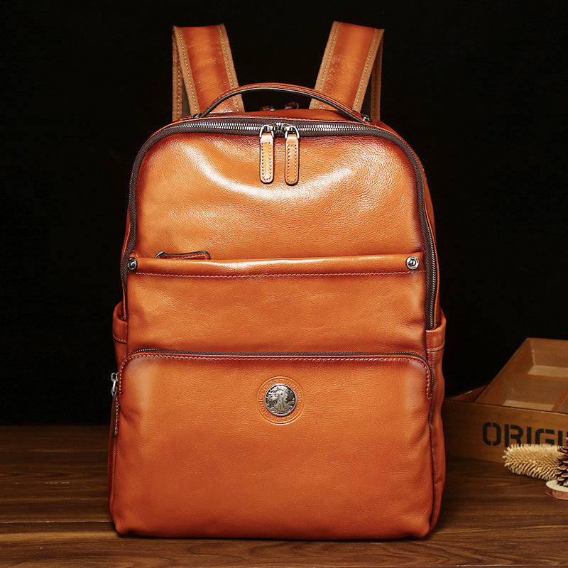 Men's Retro Genuine Leather Fashion Large Capacity Backpacks