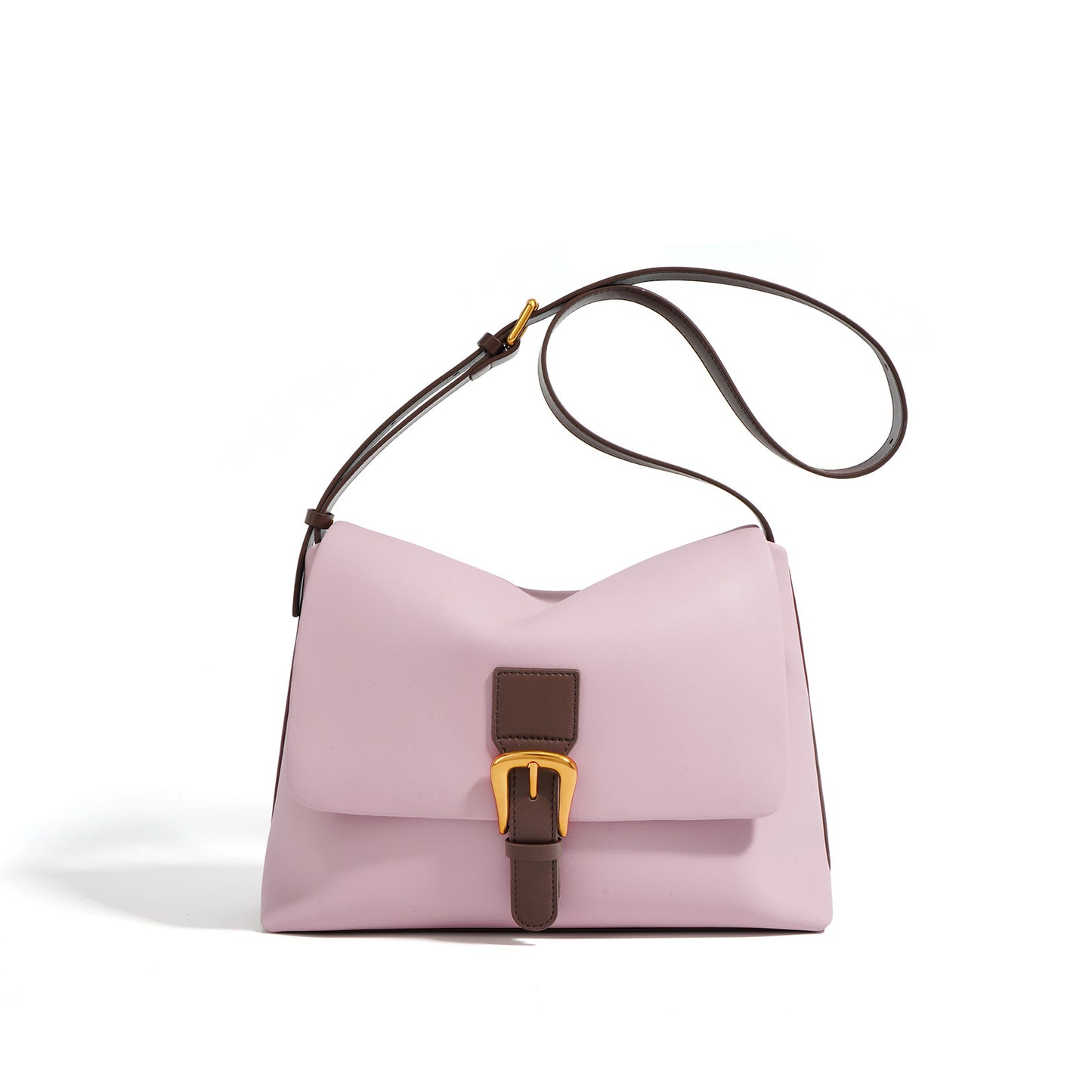 Contrast Color Cowhide Simple Commute Underarm Small Square Bags