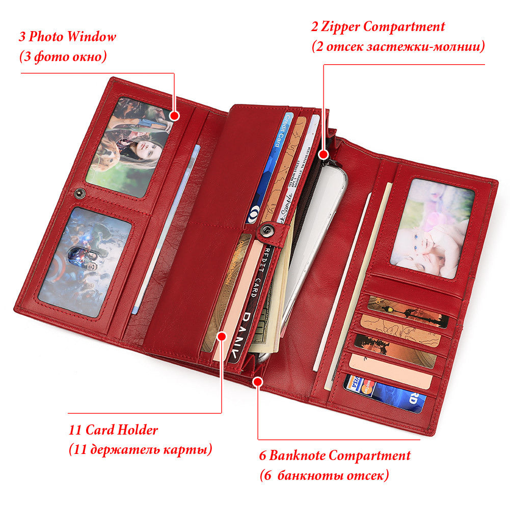 Women's Leather Hand-held Banquet First Layer Long Ladies Wallets