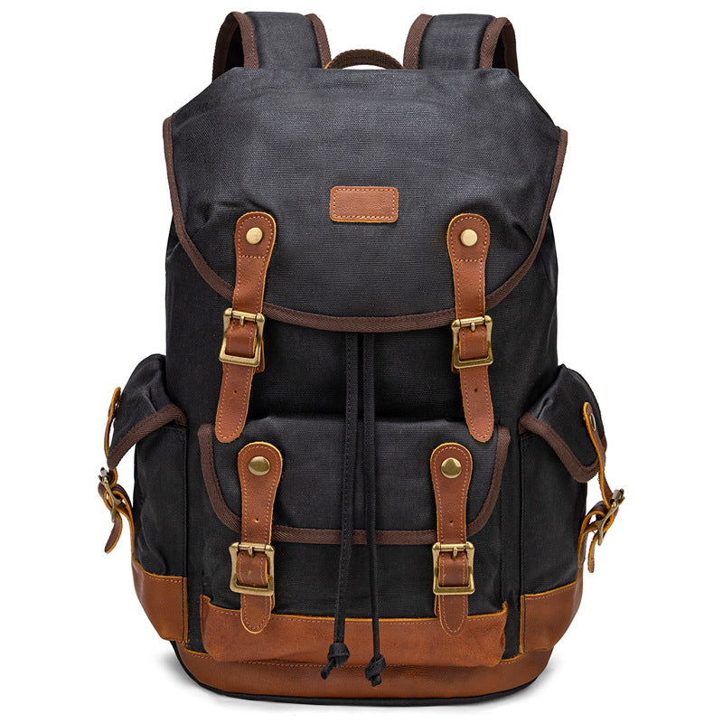 Men's Canvas Vintage Oil Wax Large Capacity Backpacks