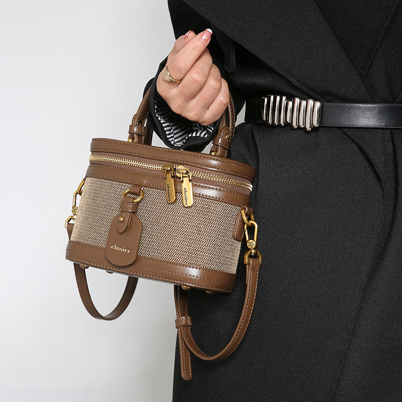 Women's High-grade Design Canvas Box Hand Retro Crossbody Bags