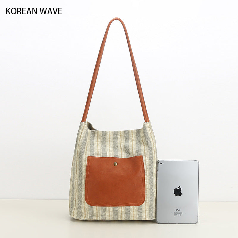 Women's Fashion Commuter Popular Striped Simple Leather Bags