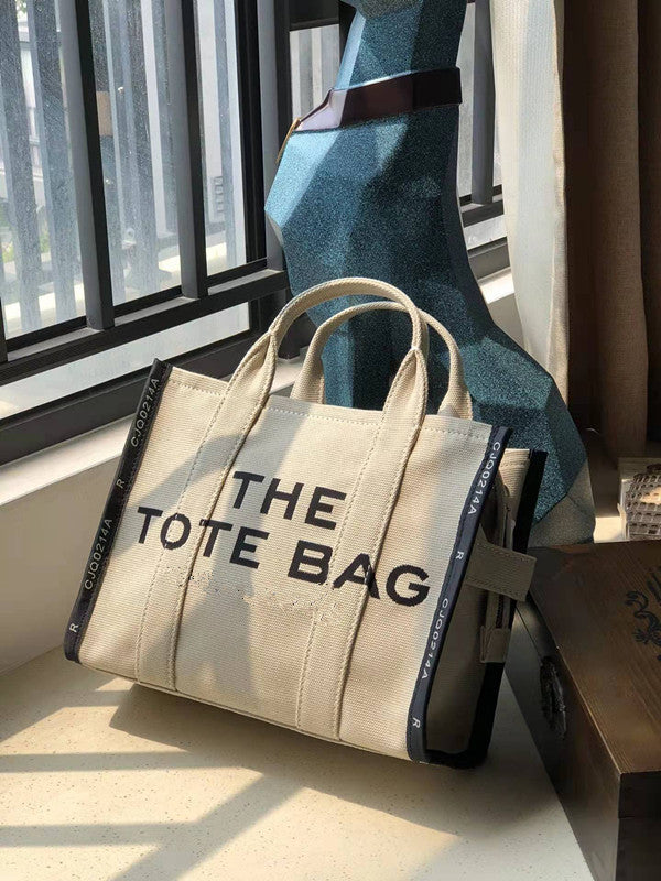 Women's Horse Letter Jacquard Canvas Shopping Commuter Shoulder Bags