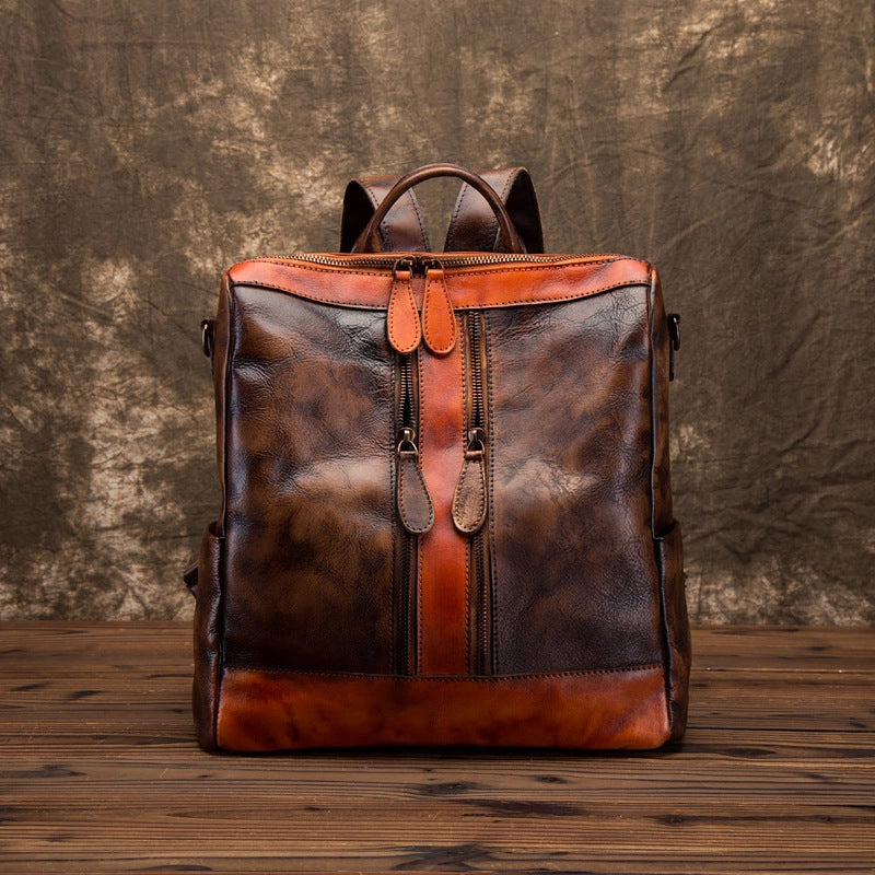 First Layer Cowhide Texture Fashion Color Backpacks