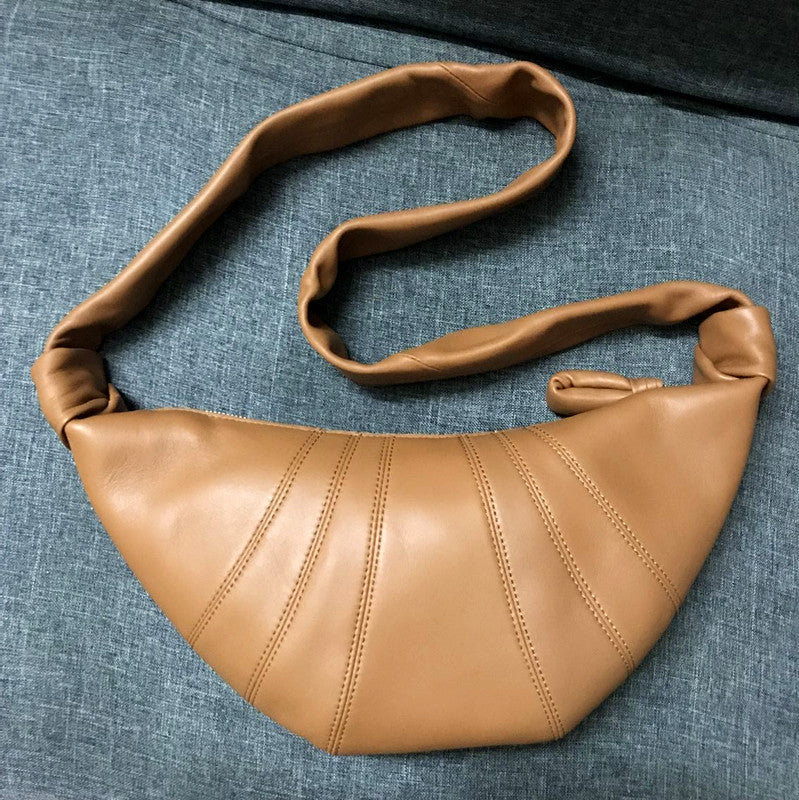 Women's Retro Minority Cowhide Croissant Genuine Leather Crossbody Bags