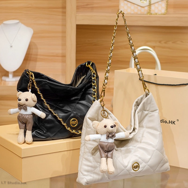 Women's Leather Simple Large Capacity Diamond Chain Shoulder Bags