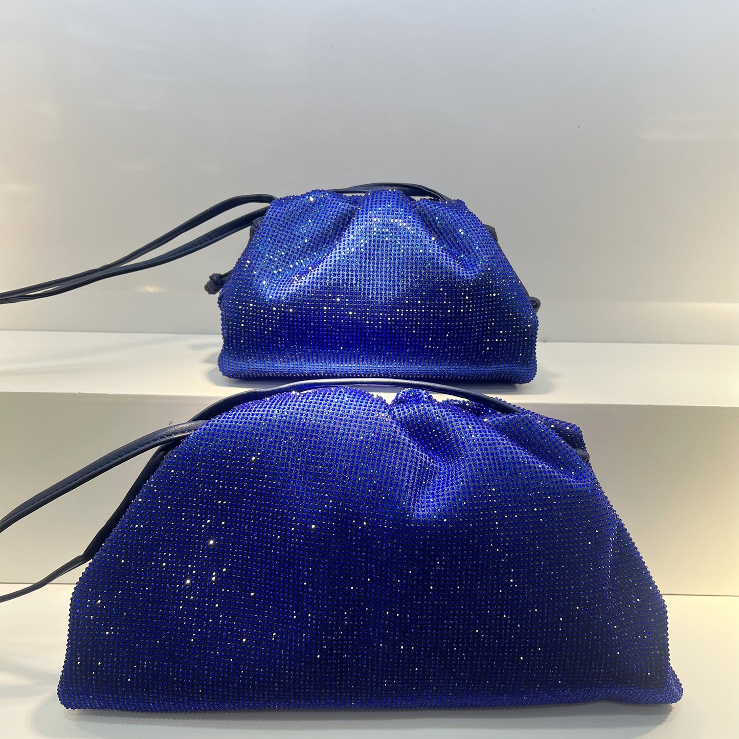 Women's Water Bright Crystal Cloud Fashion Commuter Pleated Crossbody Bags
