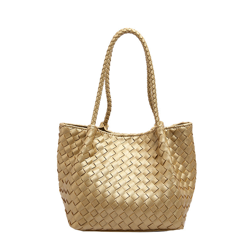 Women's French Style High Sense Woven Texture Shoulder Bags