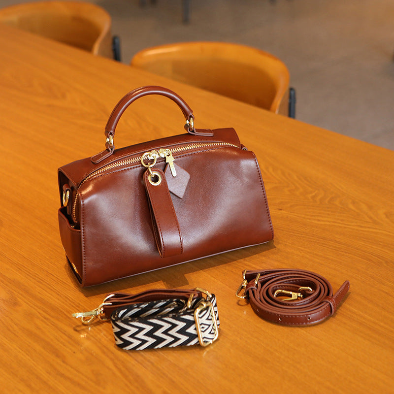 Boston Pillow Retro Solid Color Large Capacity Crossbody Bags
