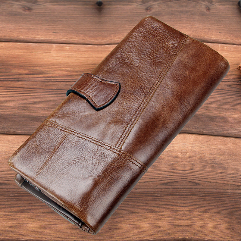 Men's Black Angel Fashion Long Patchwork Cowhide Men's Wallets