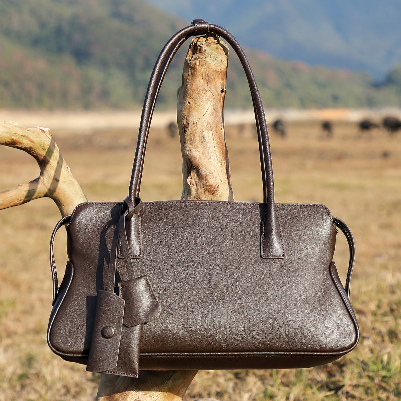 Women's Niche Leather Vegetable Tanning Hand Holding Shoulder Bags