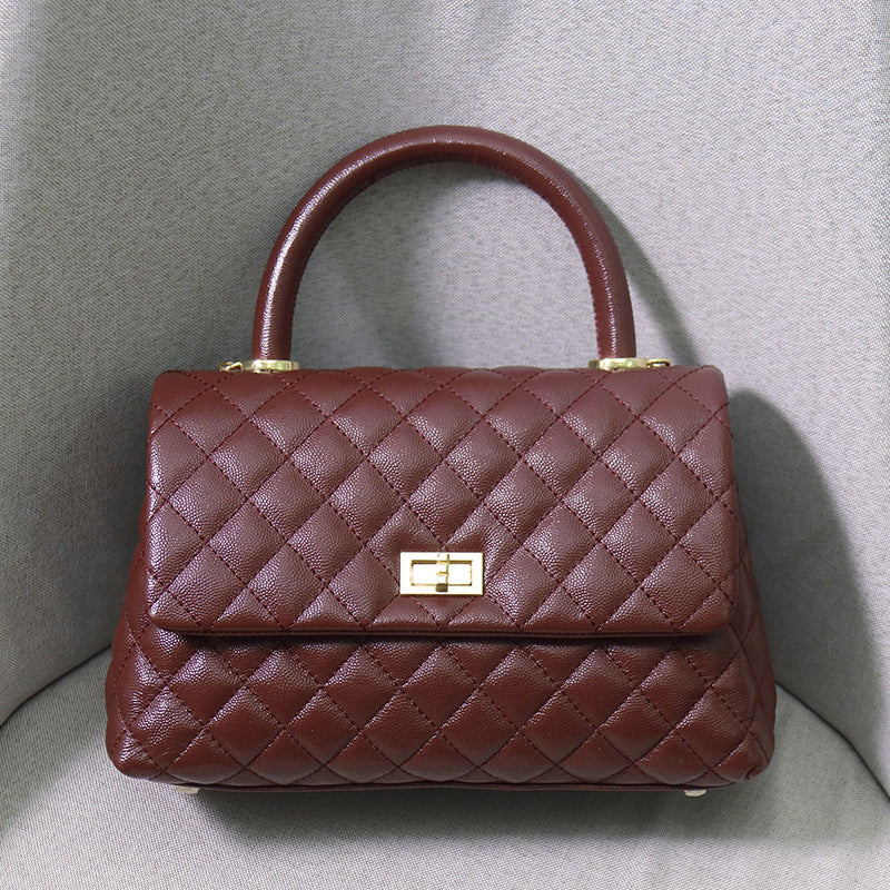 Rhombic Chain Genuine Leather Caviar Classic Style Handbags