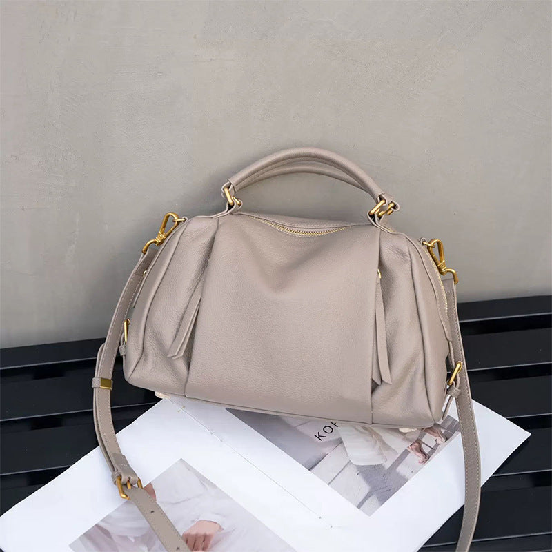 Women's First Layer Cowhide Dumpling Genuine Leather Handbags
