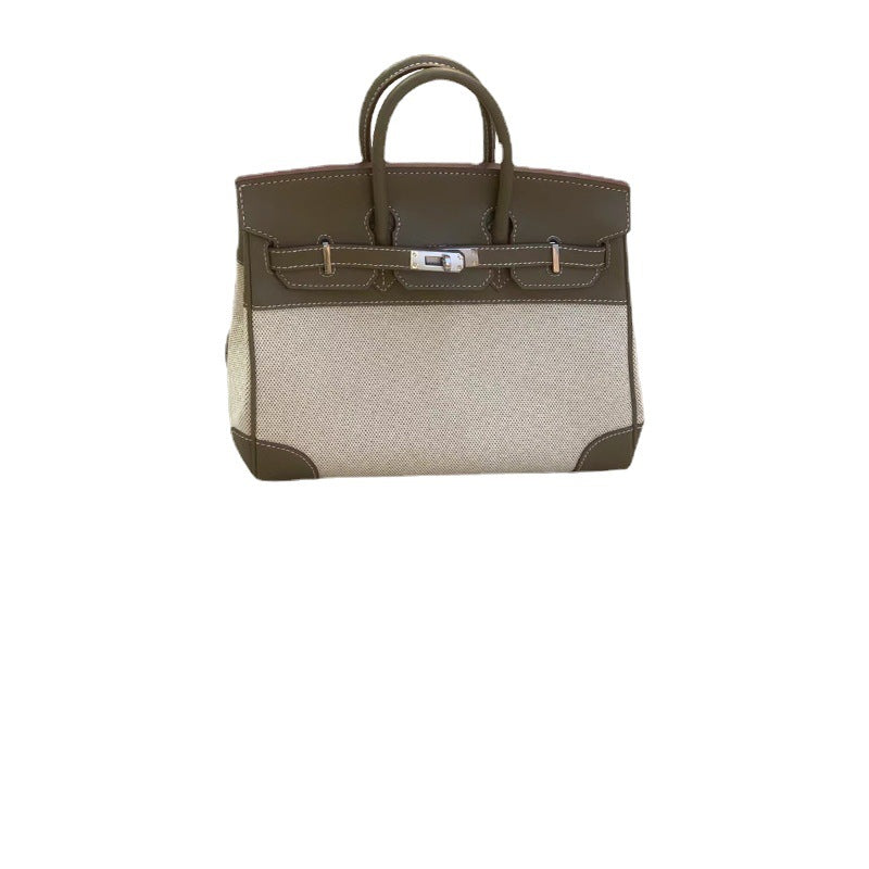 Women's Contrast Color Large Capacity Genuine Leather Shoulder Bags