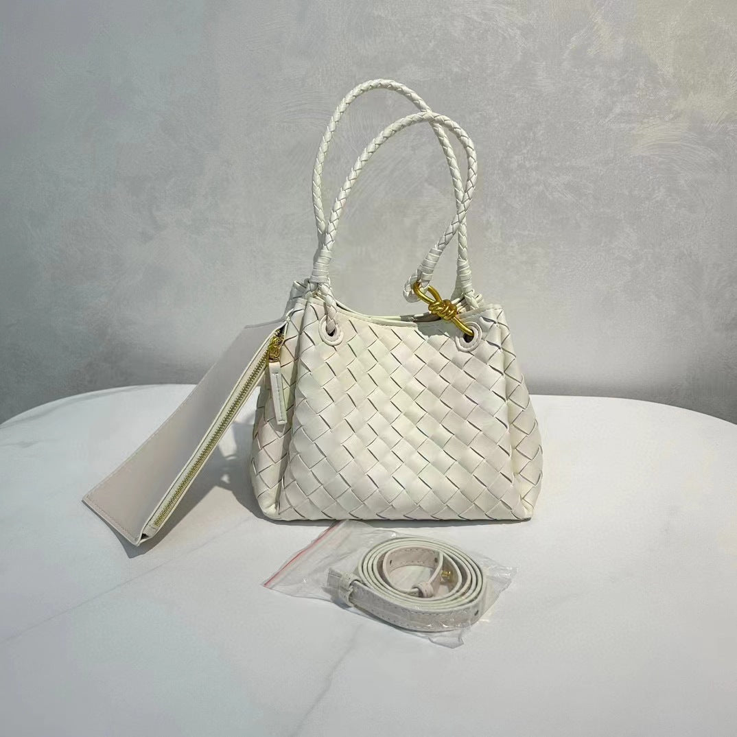 Women's Metal Cord Fastener Woven Large Portable Bags