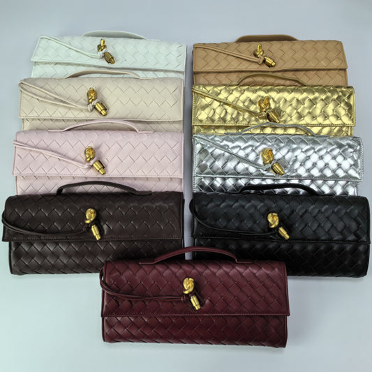 Woven Dinner Clutch Long Bolt Baguette Handbags