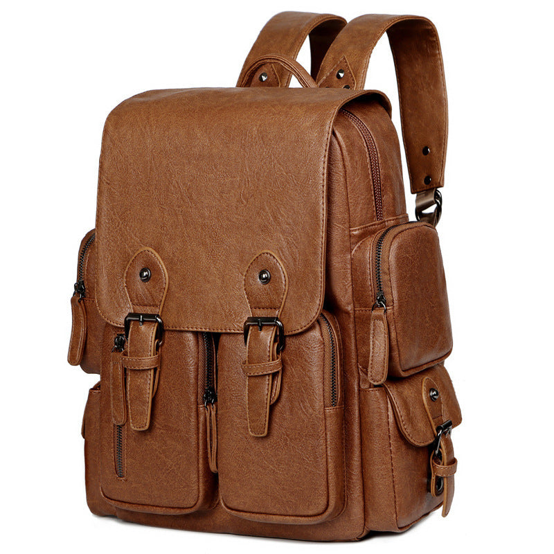 Men's Large Capacity Leather Fashion Back Difference Backpacks