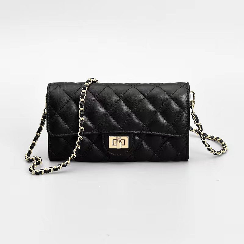 Women's Australian Khaki Fashion Sheepskin Clip Long Crossbody Bags