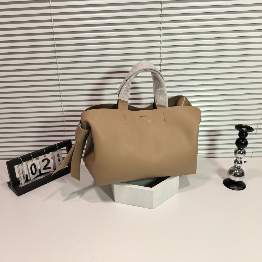 Women's Swedish Niche Genuine Leather Simple Bow Handbags