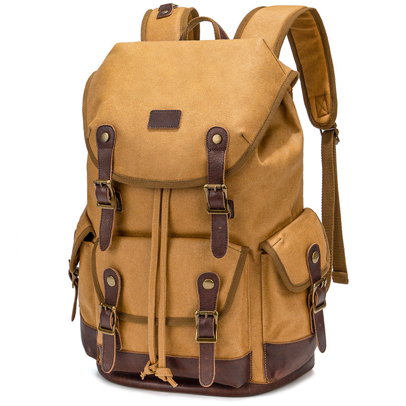 Men's Canvas Vintage Oil Wax Large Capacity Backpacks