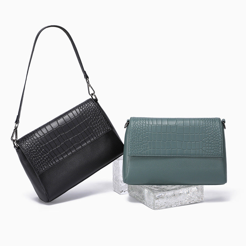 Women's Genuine Leather For Commute Crocodile Pattern Small Square Bags