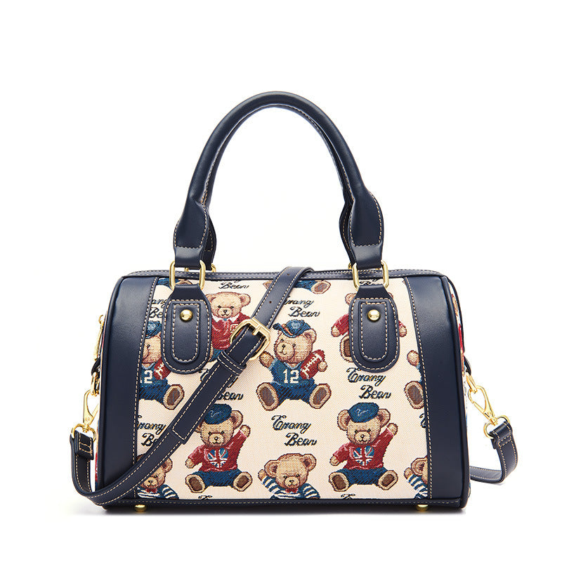 Women's Innovative Bear Boston Fashionable Canvas Handbags