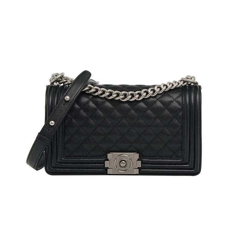 Women's Genuine Leather Classic Style Diamond Pattern Chain Crossbody Bags