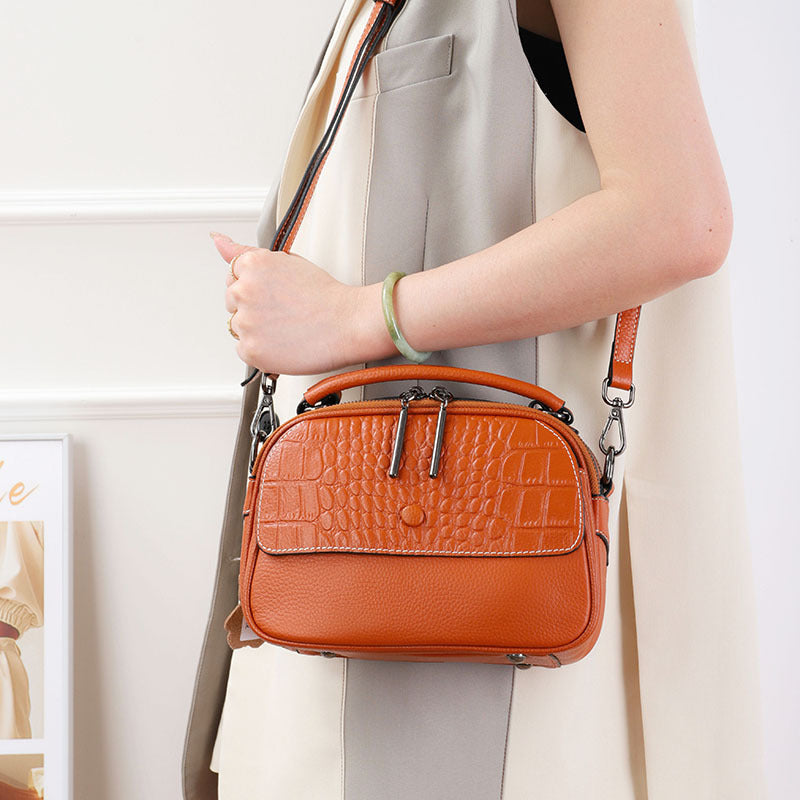 Women's Genuine Leather High Sense Elegant Crocodile Handbags