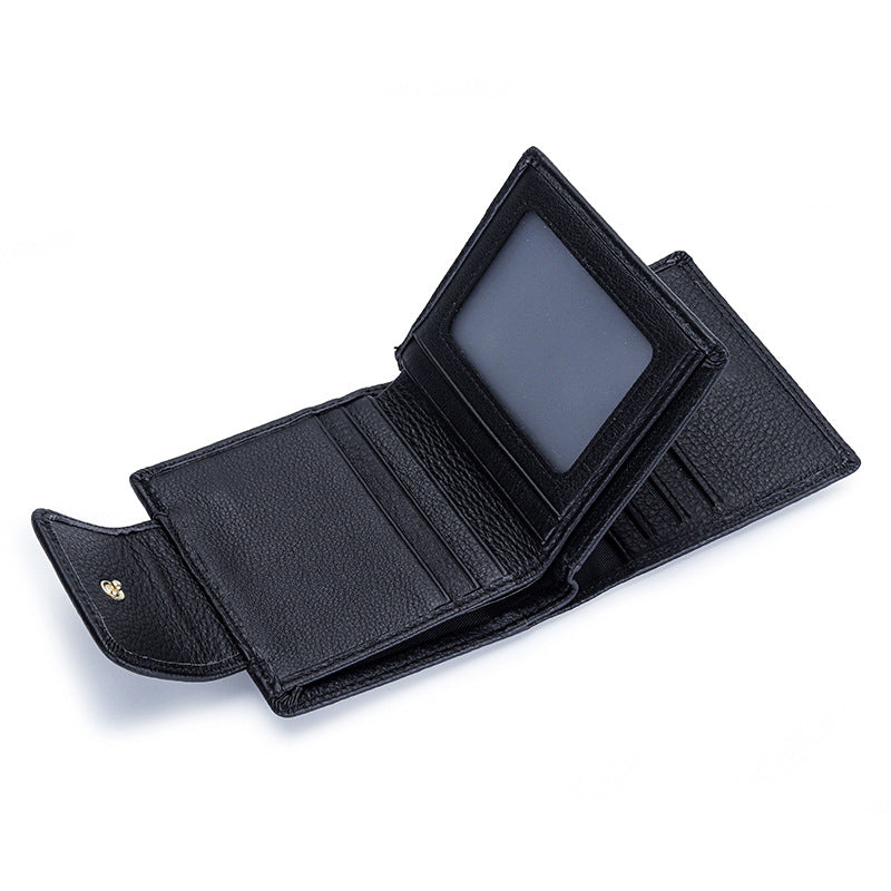 Soft Short Cowhide Folding Female Genuine Ladies Wallets