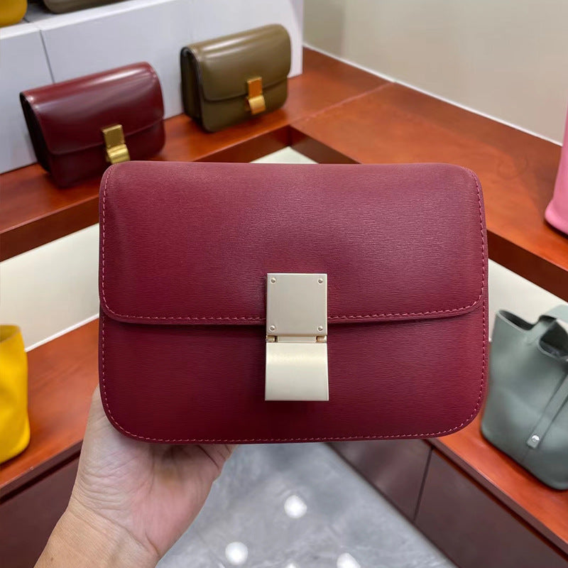 Women's Candy Color Stewardess Cowhide Mini Trendy Shoulder Bags
