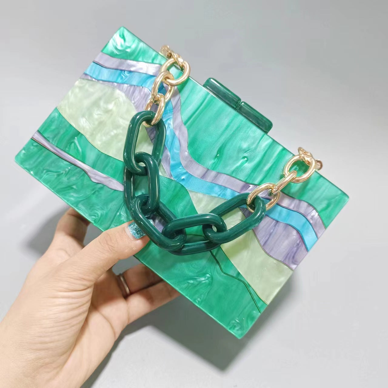 Women's Contrast Patchwork Acrylic One Wedding Banquet Bags