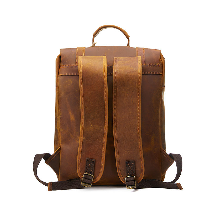 Men's Leather First Layer Cowhide Business Computer Backpacks