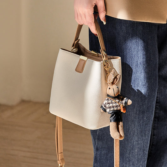 Women's White Female Lady High-grade Leather Portable Handbags