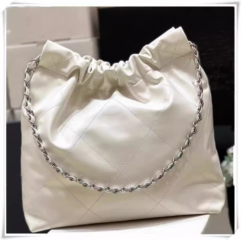 Women's Garbage Cowhide Classic Style Rhombus Chain Shoulder Bags