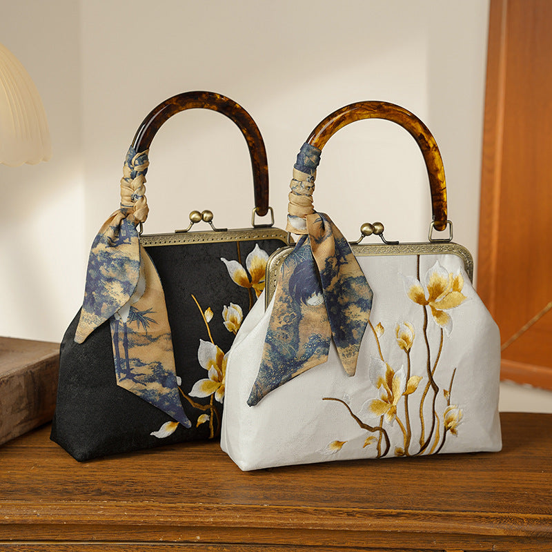 Step-by-step Flower Embroidered Ancient Style Cheongsam Banquet Handbags