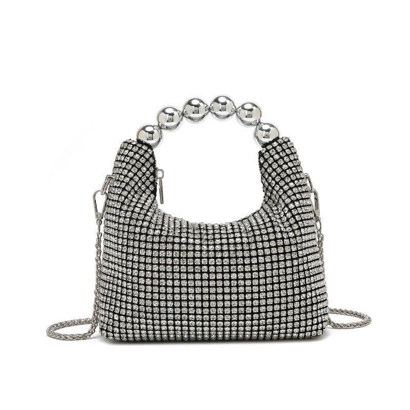 Women's Beads Clutch Chain Inlaid Brick Dinner Shoulder Bags
