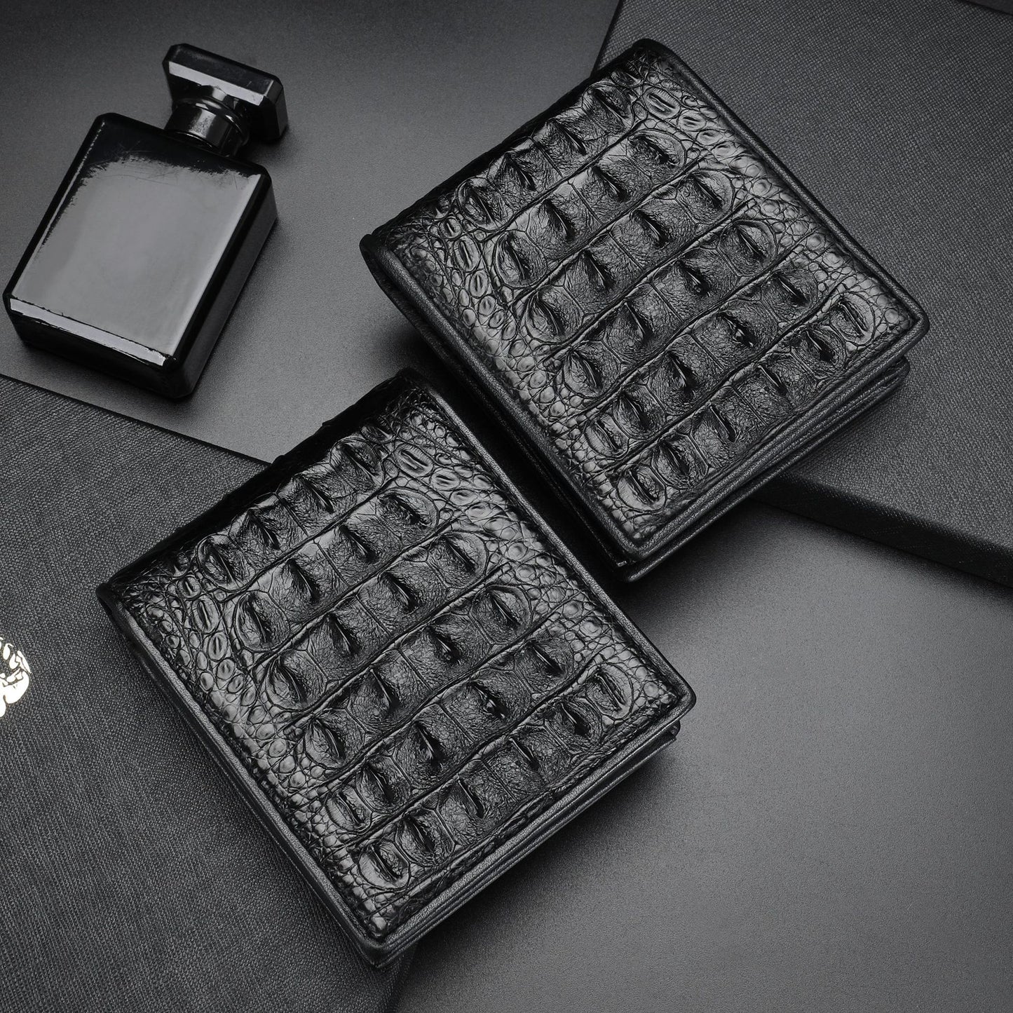 Men's Crocodile Leather Back Bone Genuine Short Card Holder