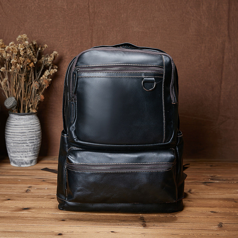 Men's Leather Business First Layer Cowhide Trendy Backpacks