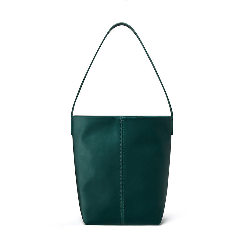 Women's Satin Cowhide Idle Style Large Capacity Totes Shoulder Bags
