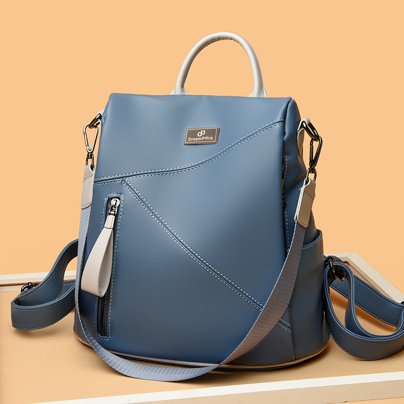 Women's Leather Korean Style Simple Fashion Soft Backpacks