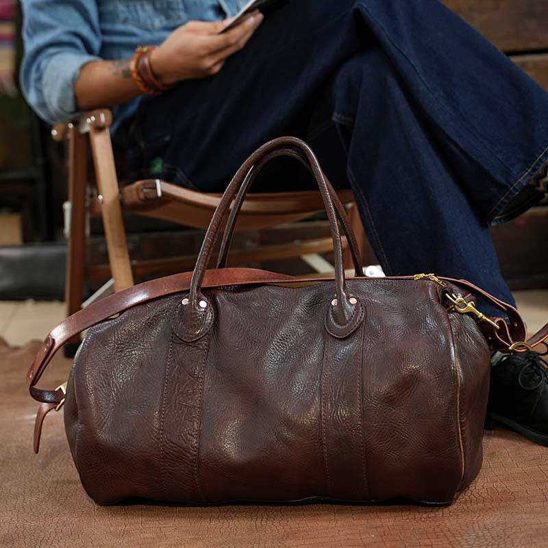 Women's & Men's & Leather Short-distance Portable Big Copper Bags