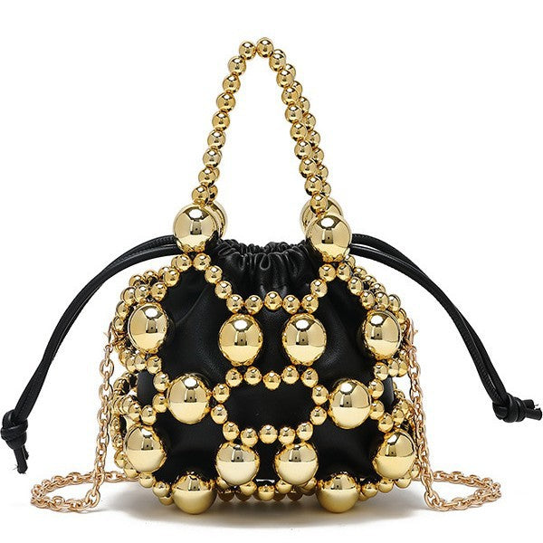Design Exquisite Hollow Metal Beaded Woven Evening Bags