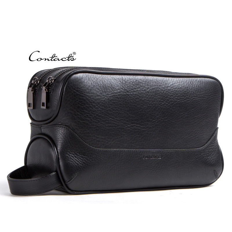 Men's Black Angel Wash Storage Crazy Horse Men's Handbags
