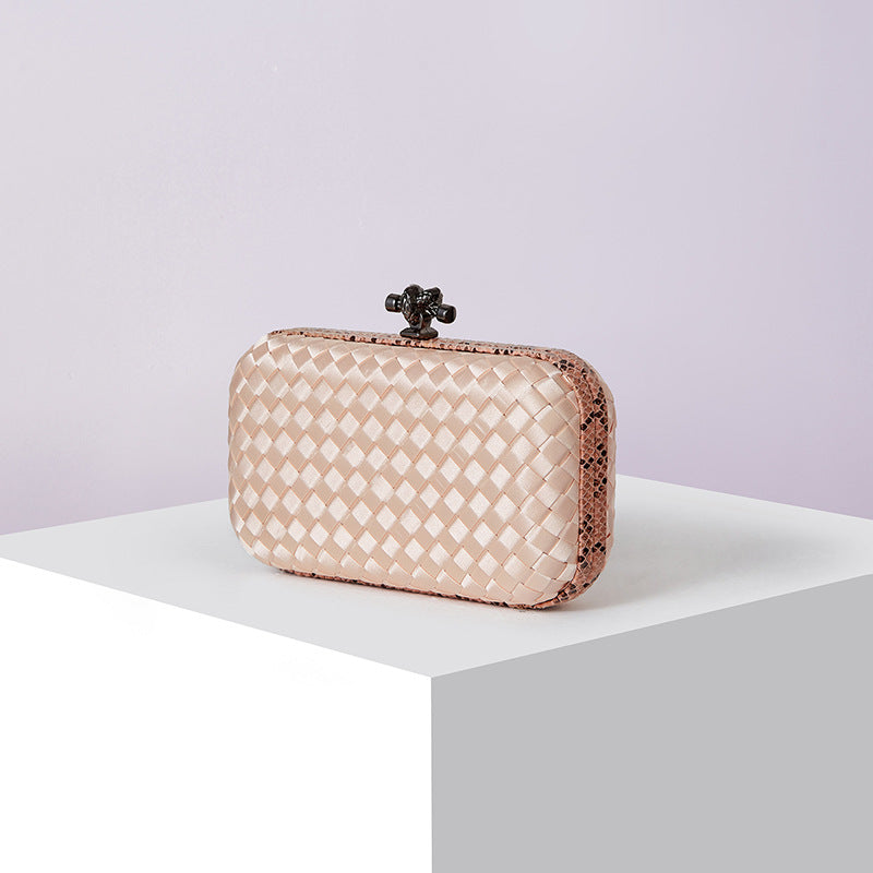 Women's Silk Hand-woven Simplicity Dinner Chain Pouch Evening Bags